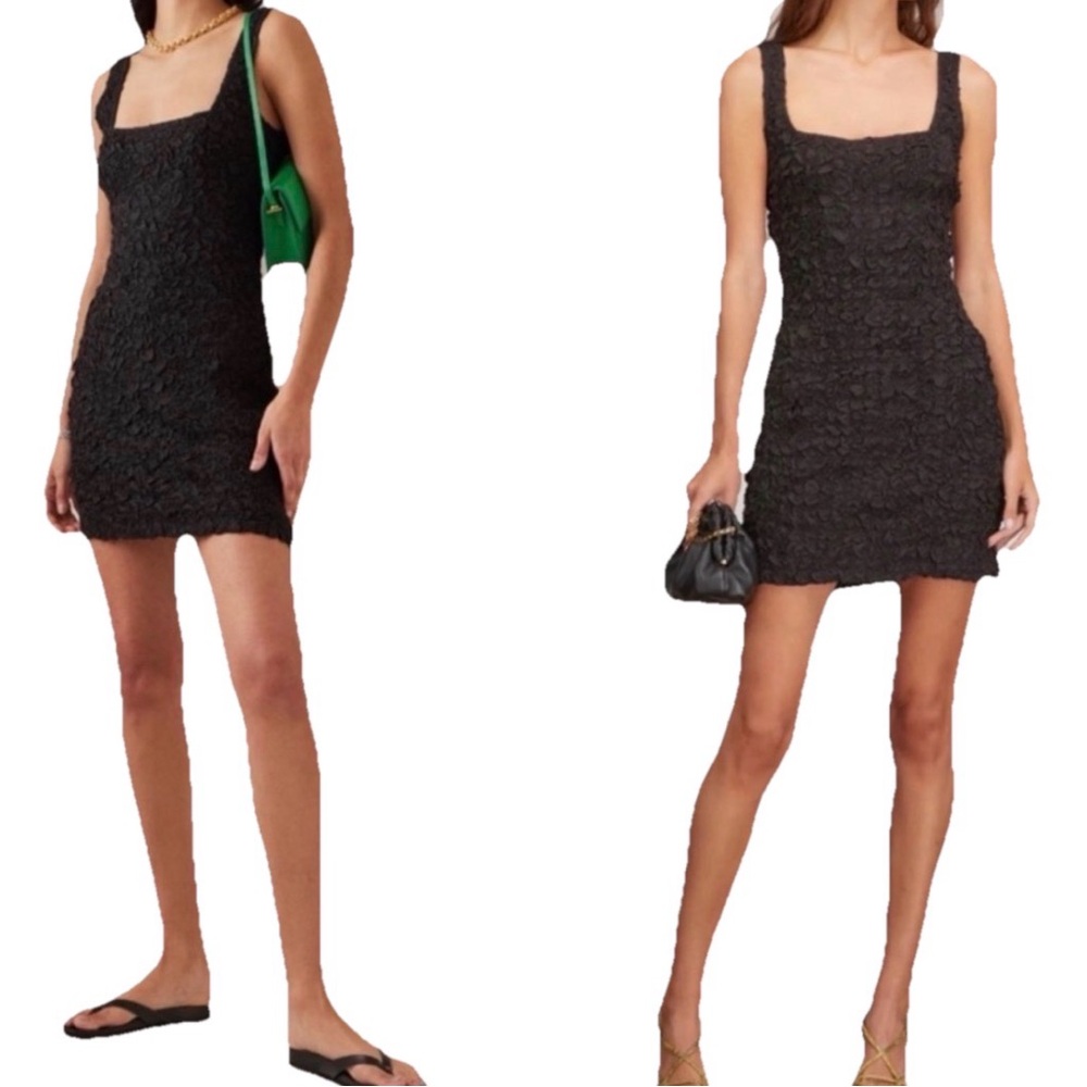 Mara Hoffman Laura Black Small Mini Dress Sleeveless Bodycon Popcorn Timeless